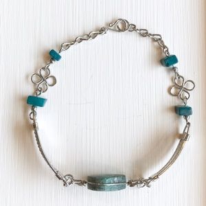 Silver bracelet with genuine turquoise stones
